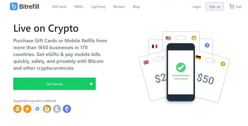 comprar Gift Card con bitcoin en bitrefill